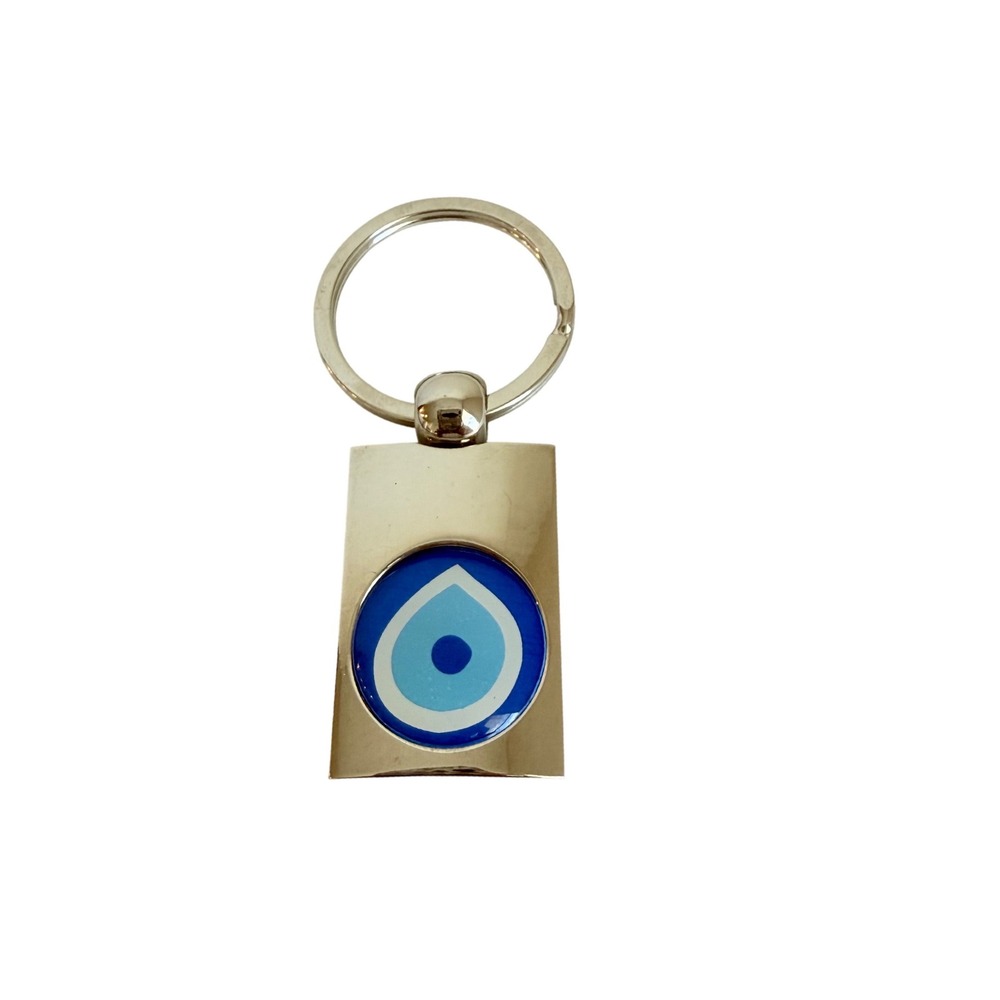 Evil Eye Keychain Adult Silver Blue Enamel Nazar Protection Charm